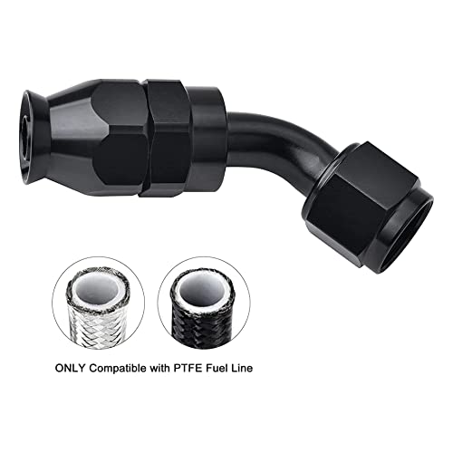 Image of EVIL ENERGY 6AN PTFE Hose End Fitting 45 Degree Black for PTFE Hose Only 4PCS