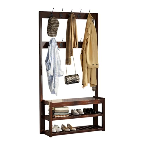 Porte-manteau d'entrée 4 en 1 blanc avec banc et rangement chaussures