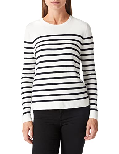 Lavidence Women’s Spring Lightweight Casual Pullover Long Sleeve Crewneck Striped Knitted Sweater (White,Xl) #TOP6