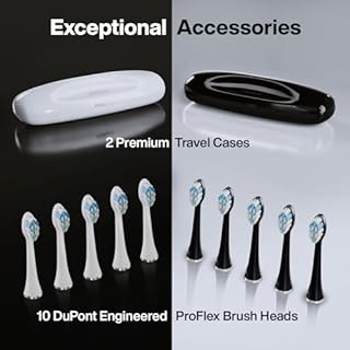 Aquasonic Duo Series PRO – Ultra-Whitening Electric Toothbrush Set – 5 Modes & Smart Timers – Premium Travel Cases & 10 Proflex Brush Heads – ADA Accepted Toothbrushes