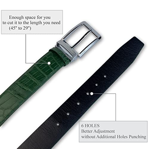 Image of vinacreations AIIigator Belt Leather Strap Belts 1.5 inch Width Adjustment Removal Buckle Jean Dress Croc Handmade