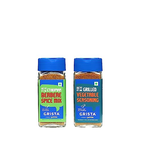Image of CRISTA Berbere and Vegetable Seasoning Combo Pack | Berbere Spice Mix x 1, 50 gms | Vegetable Seasoning x 1, 50 gms | Pack of 2 | Zero added Colours, Fillers, Additives & Preservatives