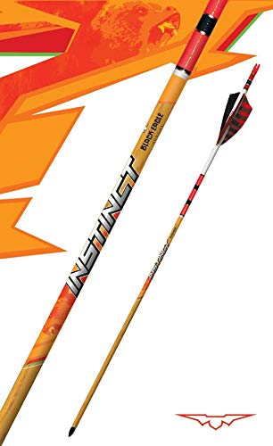 Black Eagle Instinct Traditional Fletched Crested .005 Micro-Diameter Carbon Hunting Arrows (400, Red & White)