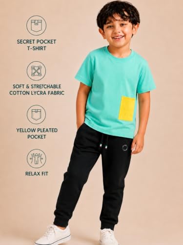 Image of Pilolo Kids Soft Cotton Lycra Pocket T-Shirt for Boy's