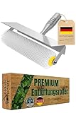 GREEN HOME Entlüftungsroller 25 cm | Profi Stachelwalze mit 11 mm Stacheln & Spritzschutz | Luftblasen-Entferner für Epoxidharz, Estrich & Ausgleichsmasse | Lösungsmittelbeständig | Profi Qualität