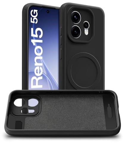 Image of WOW IMAGINE Back Case Cover for Oppo Reno 15 5G | Soft Matte Silicone MagSafe Design (MagSafe Not Supported) | Slim Fit & Shockproof | Camera Protection Bumper Cover (Black)