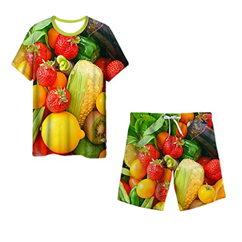 Ensemble 2 pièces t-shirt imprimé 3D et short homme keusyoi taille XL pour l'été
