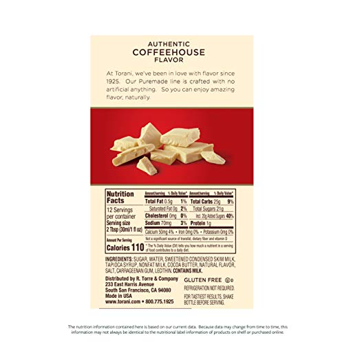 Torani Puremade Sauce, White Chocolate, 16.5 Ounces (Pack Of 4) #TOP2