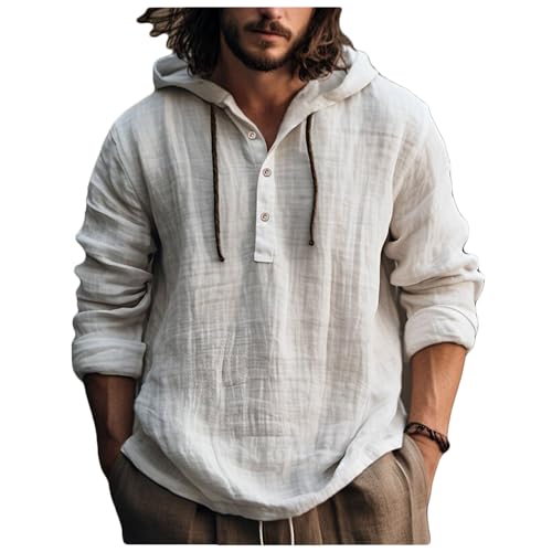 Letuwj Cotton linen shirt hooded sweatshirt long sleeve hooded casual daily wear3