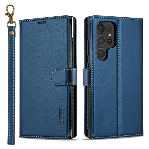 Étui Samsung Galaxy S22 Ultra avec rabat amovible aimanté bleu
