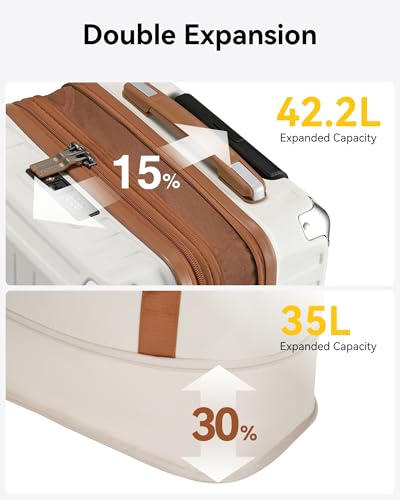 LUGGEX Carry On Luggage Sets 3 Piece, PC Expandable Hardshell Luggage with Spinner Wheels, Brown Black