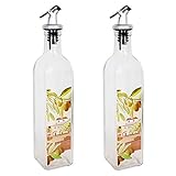 ✔️🥗 COMPONENTES PREMIUM 🥗✔️ Nuestra aceitera antigoteo está hecha de vidrio de alta calidad con una tapón antigoteo sin BPA para un aspecto encantador y sofisticado. El vidrio tiene una tasa de interacciones químicas nula, lo que garantiza que su aceite y vinagre mantendrán su fuerza, aroma y sabor.
