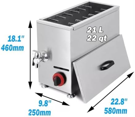 Commercial Deep Fryer - 21L LPG Gas Stainless Steel Fryer for Hot Dogs, Corn Cheese & Large Capacity Cooking - Heavy Duty Kitchen Appliance for Restaurants & Food Trucks