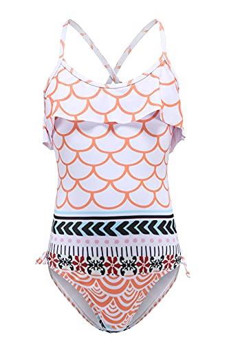 Image of Girls One Piece Swimsuits Ruffle Bathing Suit Kids Hawaiian Floral Swimwear 3-16 Years