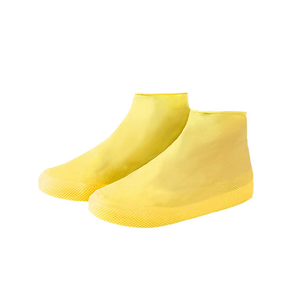 PRETYZOOM Shoes Protector Rain Latex Overshoe Covers for Men Women Yellow Size l