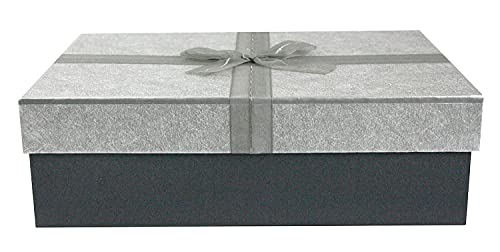Boite cadeau rigide grise lot emballage carton couvercle argenté