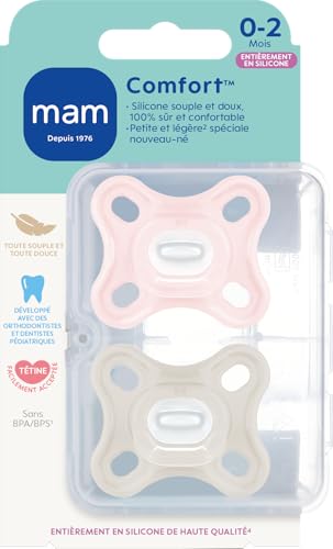 MAM Sucette Comfort, Naissance 0-2 mois, Rose/Beige, Lo...