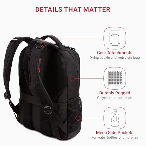 SwissGear Cecil 5505 Laptop Backpack, Black, 18-Inch - Image 4