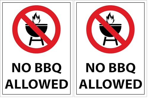 (2 Pack) No BBQ Allowed Sign Metal Tin Sign 8x12 Inches