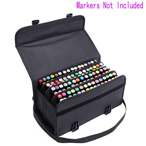 Image of YOUNGCOL 120 Slots Marker Case Marker Holder for Primascolor Markers and Copic Sketch Markers Lipstick Organizer (Black)