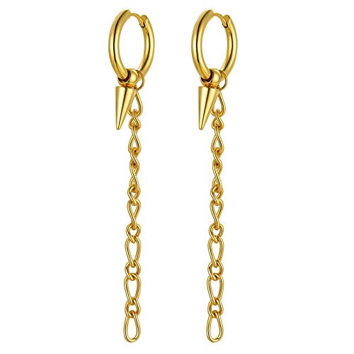 ChainsHouse Stud Earrings for Men Women,316L Stainless Steel/14K Gold/Black Plated Metal, Punk Hypoallergenic Surgical Huggie Hoop Earrings Mens Jewelry Piercing Hoop Earrings A: Black-Trian