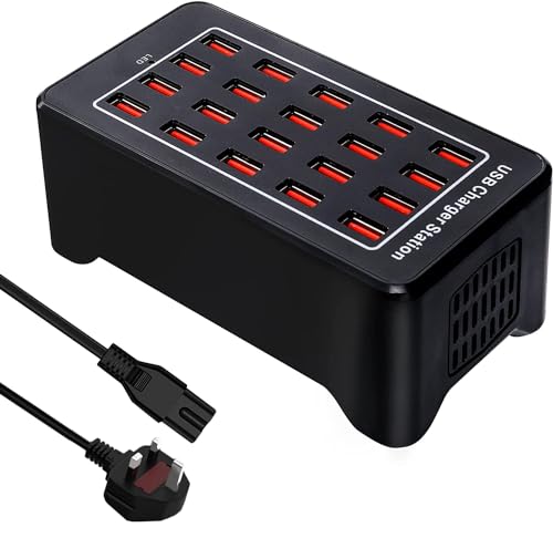 USB Charger, 100W/20A 20-Port Charging Station, Charger Multiple Devices, Power Plug Desktop Charger Hub, Wall Charger for iPhone 12/13/14/15, Powe Adapter for Samsung S24/S23/S22.