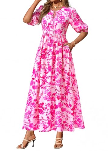 Image of KIRUNDO Maxi Dresses for Women 2026 3 /4 Sleeve Summer Dress