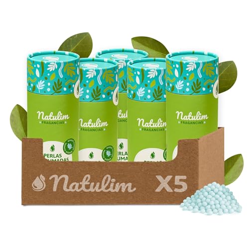 Natulim Perlas Perfumadas - Perlas Aromatizantes para Ropa - Fragancia Duradera - Sin Químicos Nocivos - Apto Pieles Sensibles y todo tipo de Prendas - 150 Lavados – Pack 5 Unidades (Bosque Aurora)