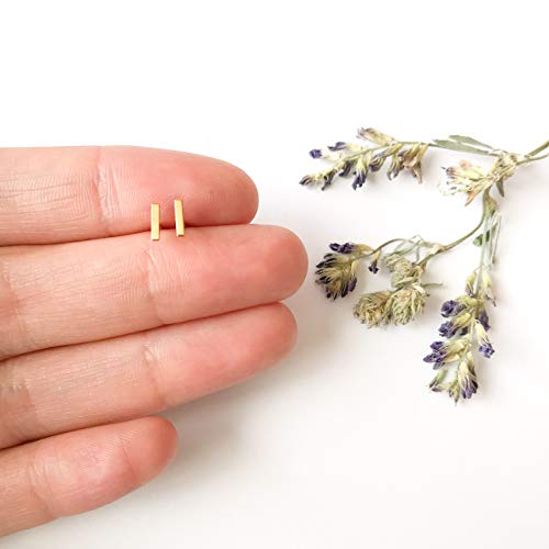 Altitude Boutique 18K Gold or Silver Bar Studs | Small Bar Earrings | Hypoallergenic Stud Earrings for Women | Delicate Jewelry4