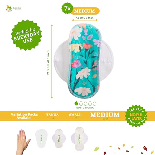 Image of Non-Slip (Premium) Reusable Organic Panty Liners for Women & Teens (Medium 7-Pack) - Breathable High-Temp Washable Cotton Cloth Panty Liners for Vaginal Discharge - Keep You Fresh & Dry for Daily Use