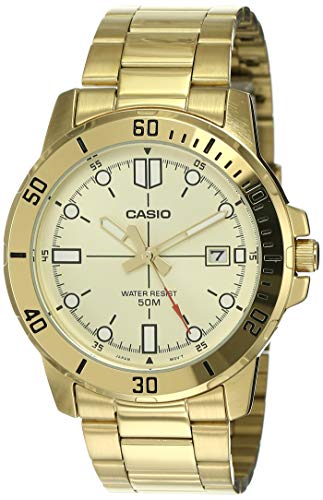 Casio MTP-VD01G-9EV Men's Enticer Gold Tone Stainless Steel Gold Dial Casual Analog Sporty Watch