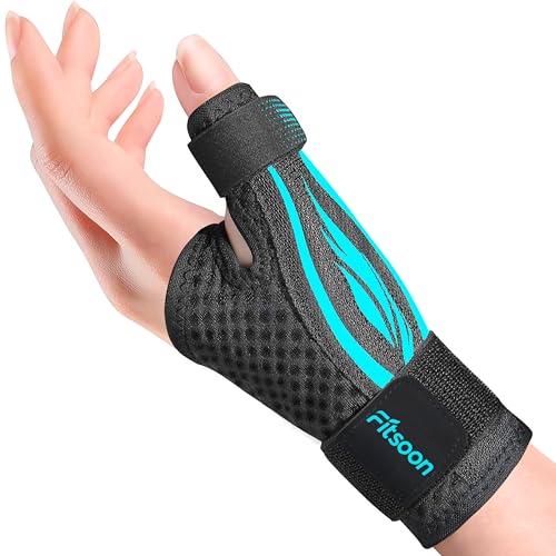Thumb Wrist Brace | Upgraded Thumb Spica Splint Stabilizer Pain Relief Night Support for De Quervain' s Tenosynovitis Trigger Finger Arthritis Sprains | Breathable Fabric(S/M,Blue/Black)