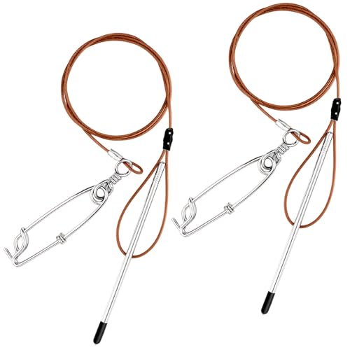 Soulchen 2 Pcs 3ft Heavy Duty Fish Stringer with Shark Clip Stainless Steel Cable Fish Holder Spearfishing Stringer for Scuba Diving Freediving Spearfishing Kayak Fishing and Game(Orange)