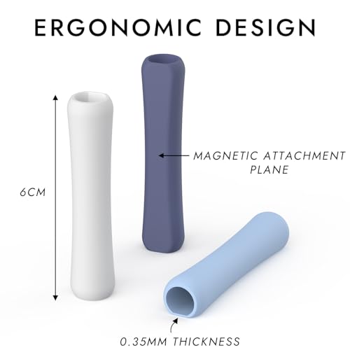 Image of 4 Pack Silicone Grip Compatible with Apple Pencil 2nd Generation, Apple Pencil USB-C & Apple Pencil Pro Ergonomic iPencil Grip (White /Blue /Midnight Blue /Black)