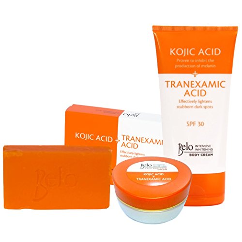 Belo Intensive Kojic & Tranexamic Acid Whitening Set - Body Cream, Face/Neck Cream and Soap