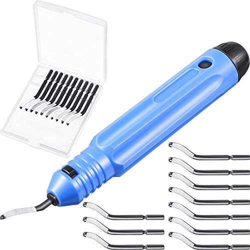 Mudder 21pcs Deburring Tool Swivel Head Deburring Tool Kit 20pcs Rotary Deburring Blades with 1pc Handle Metal Deburring Cutter Remover High-Speed for Steel Aluminum Plastic Copper Wood Fiberboard
