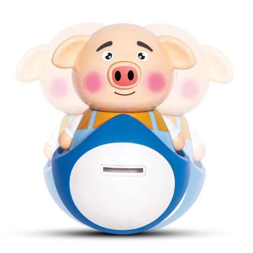 Image of BUMTUM Musical Roly Poly Toys for Babies| Push and Shake Wobbling Toy with Music | Tumbler Doll Toy | Sound Balancing Doll Toys for Baby Boys & Girls 6+ Months (Blue)
