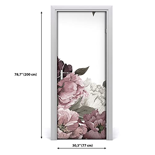 Papier Peint Sur La Porte Masquer Imperfections Sticker Fleurs Vintage Magic-Stick Imperméable - 3
