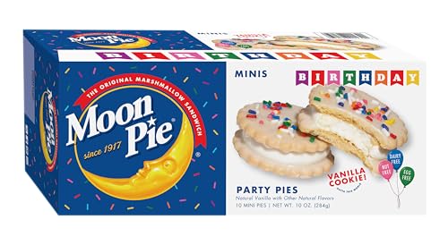MoonPie Birthday Mini Party Pies, Vanilla Cookie, 10 Count, 10 oz, Dairy Free