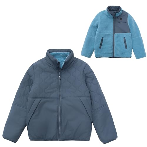 Image of Rokka&Rolla Boys' 2-in-1 Reversible Water-Resistant Teddy Sherpa Puffer Jacket