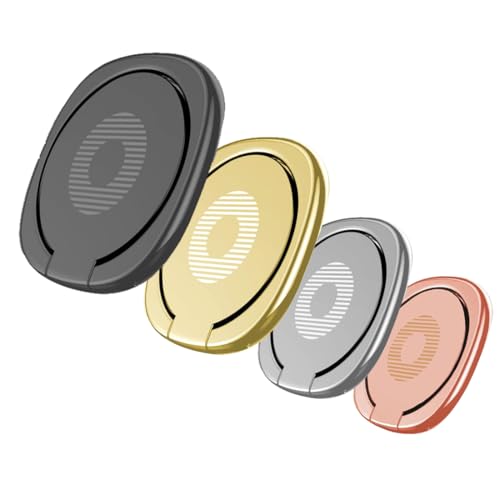 4 Pièces Anneau Telephone Portable en Métal, Anneau de Support pour téléphone Portable réglable à 360°, Bague Telephone Portable 3 mm Ultra-Mince