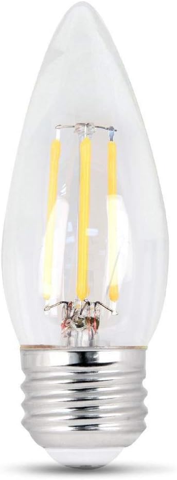 Feit Electric BPETC40/950CA/FIL BPETC40950CAFIL/2/RP 40W Equivalent Dimmable 300 Lumens LED Candelabra Light Bulb, 3.5'H x 1.35"D, 5000k Day, 2 Piece