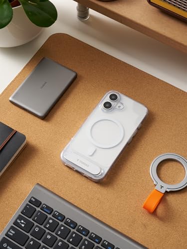 Image of TORRAS Strong Magnetic & Seamless Slim Case for iPhone 16, Military-Grade Drop Protection, Adjustable Kickstand, Clear