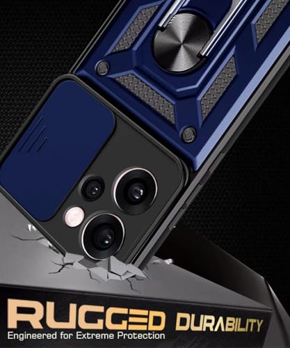 Image of Luxe Back Cover Compatible for Vivo Y51 Pro 5G / Vivo T5X 5G / iQOO Z11X 5G|D10 Tough Armor Case |Sliding Camera Shield |360 Protection |Kickstand Ring Holder | Military-Grade Bumper Case - Blue