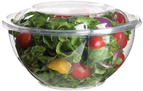 32 oz Clear Plastic Salad Bowl Base+Lid Combo 150 Count