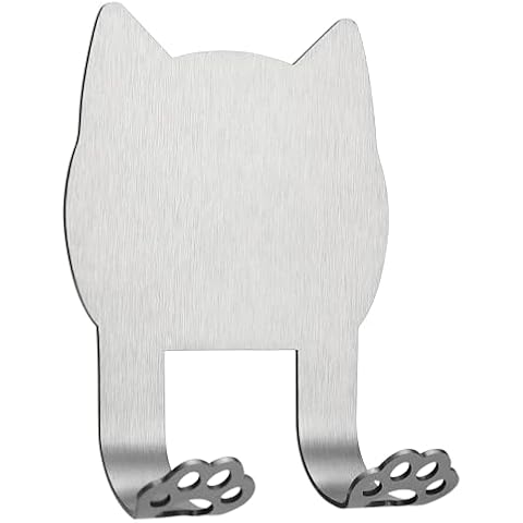 FTONENI Razor Holder, Shaver Holder, Adhesive Razor Holder, Waterproof Shaver Hook for Shower, Cat Shaped Stainless Steel Wall Hook for Plug Towel Loofah Bathrobe Coat for Kitchen Bathroom - FGB125 Cover