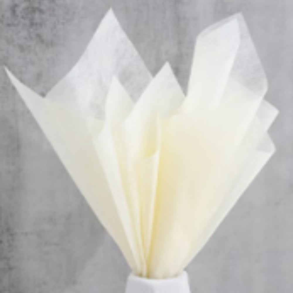 OUKEYI 40 Sheets Korean Cotton Non-Woven Fabric Floral Paper, Waterproof, Foldable, 17.7x23.6 inches, Fresh Rice