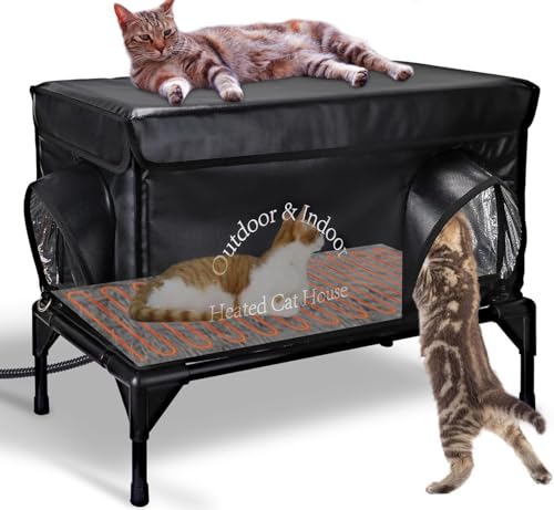 Yeatruojeet Heated Cat House for Outside Cat in Winter, Insulated Outdoor Feral Cat Shelter with Cat...
