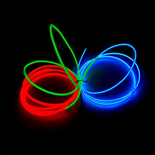Image of MaxLax EL Wire Mutilcolor, 2M Portable Battery Pack Neon Light Strip 360 Cuttable Glowing Rope Lights for Parties, Halloween, DIY Decoration