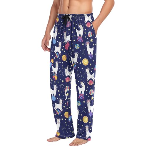 Space Llama Constellation Rocket Men's Pajama Pants Sleepwear Lounge Pajama Bottoms4
